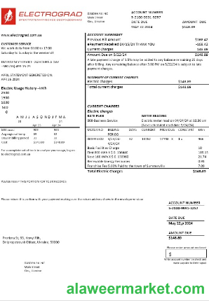 Ukraine Elektrograd electricity business utility bill template in Word and PDF formats